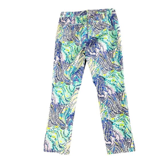 Lilly Pulitzer Womens Pants Size 8 Tropical Print Stretch Cotton Mid Rise Resort - Picture 2 of 11